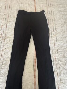 Black Men’s Straight-Leg Pants with White Side Stripe
